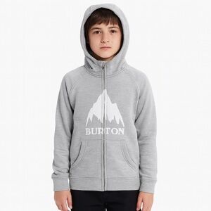 Kids Burton Oak Mountain Logo UNISEX Hoodie (Light Grey, Size M)